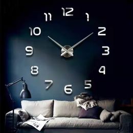 2022 New Fashion 3D Big Size Wall Clock Mirror Sticker DIY Brief Living Room Decor Meetting Room Wall Clock Home Decoration Gift