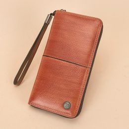 Wallets Classic Women Wallet Genuine Leather Long Clutch Handy Bag Female Large Capacity Business Card Holder Phone Pouch Money