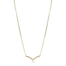 2019 NEUE 100% 925 Sterling Silber Glänzende Halskette Shine Gold Hope Collier Halskette Fit Original Mode Schmuck Geschenk AA220315