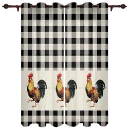 Curtain & Drapes Farm Rooster Black And White Plaid Modern Window Curtains Living Room Bathroom Kitchen Household ProductsCurtain