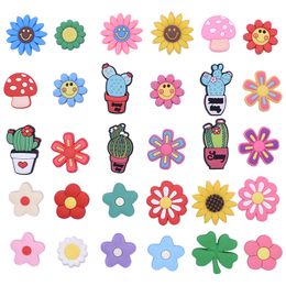 Wholesale Pvc Flowers Croc Charms Shoe Decoration Buckle Clog Pins Buttons