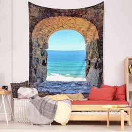 Tapestry Window Nature Landscape Carpet Wall Hanging Sea Scevery Off The Cloth