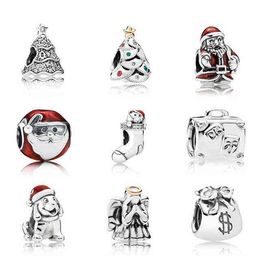 2017 NEW 100% 925 Sterling silver Quality Style Enamel Crystal Christmas Charms Bead Fit Bracelets DIY The factory wholesale AA220315