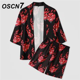 OSCN7 Men Clothes Set Summer Mens Party Suit Club Beach Track Suits Boardshorts Casual Print Shirts 2 Pcs Sets 005 220708