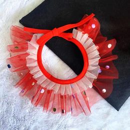 Dog Collars & Leashes Durable Universal Wedding Party Sweet Lace Pet Bib Scarf Red Anti-fadeDog