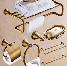 Bath Accessory Set Antique Brass Wall Mounted Towel Rack Toilet Paper Holder Toothbrush Bathroom Accessories Kxz007Bath