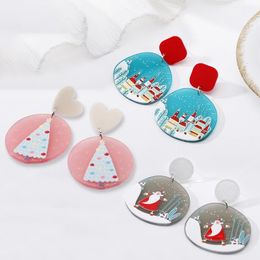 Christmas Party Acrylic Dangle Earrings Women Girls Cute Cartoon Christmas Tree Earring Xmas Earrings Party Jewellery Gift