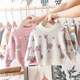 Baby Girl Christmas Clothes Winter Baby Clothes Toddler Girls Sweaters Baby Cartoon Giraffe Cute Sweaters Girls Knitted Tops LJ201128