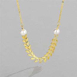 Pendant Necklaces Elegant Simple Female Fashion 2022 Pearl Wheat Wedding Woman Choker Jewelry Charm Silver Gold Chain NecklacePendant