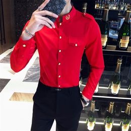 Autumn Men's Red Black Shirt S-5XL Mens Slim Fit Casual s Camisa Hombre Social Masculina s Men Dress 220322