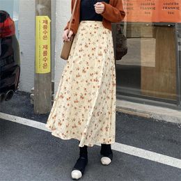 Skirts Alien Kitty Autumn Corduroy Florals Women A-line 2022 High Waist Sweet Lady Office Wear Casual Party Loose Chic