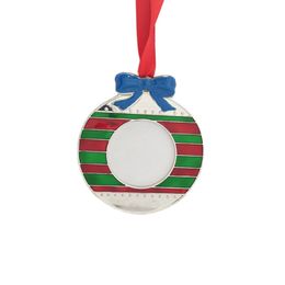 Sublimation White Blank Metal Christmas Decorations Heat Transfer Santa Claus Pendant DIY Christmas Tree Ornaments Gifts DH998