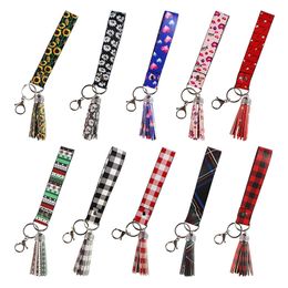 Fashion Leather Keychain Pendant Tassel Keychain Wrist Key Chain Bracelet Car Bag Decorative Keyring