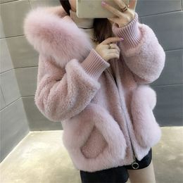 2020 Autumn Winter Fake Fur Coat Women New Imitation Fur Collar Faux Fur Female Hooded Short Coat