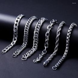 Link Chain 316L Stainless Steel Riding Whip Twist Geometry Thick Bracelets For Men Fashion Trend Fine Hip Hop Jewellery Gifts Fawn22
