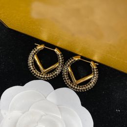 Women Diamonds Hoop Earring Designers Jewellery Luxurys Fashion Black Crystal Earrings Studs Letters F Stud Earrings Box Hoops New 21120602R