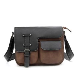 3pcs Messenger Bags Men Dull Polish PU Colour Patchwork Flap Cover Business Crossbody Bag With Pouch