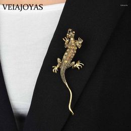 Pins Brooches Cute Lizard Rhinestone Vintage Gecko Charm Gold Brooch Pin Creative Coat Suit Jewellery Accessories For Men Women Kirk22