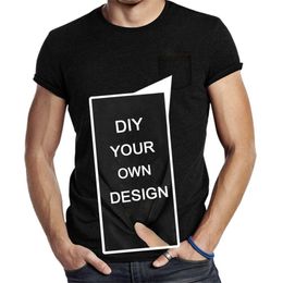 CLOOCL 100 Cotton DIY T shirts 3D Print Pocket Black T Shirts Cartoon Brand Picture Design Custom Pullovers XS 7XL 220707