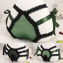 Underpants Hollow Out Mens Sexy Sissy Pouch Panties Lace Micro Bikini Mini Briefs Lingerie G-string Thongs Brief Underwear UnderpantsUnderpa