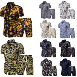 Men's Tracksuits Hawaii Men's Set Clothing 2022 Summer Short-sleeved Printed Shirts Shorts 2 Piece Suit Fashion Male Casual Beach Clothe