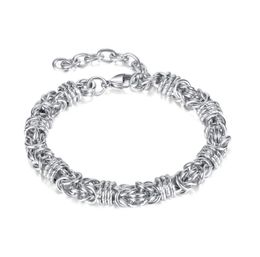 9mm 8 Inch Silver Hip-Hip Handcrafted Knotted Twist Chain Bracelet Stainless Steel Bracelets Bangle for Mens Women Silver Color Extended