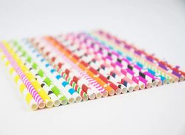 Colorful Drinking Paper Straws Biodegradable Baby Shower Boy Decoration For Candy Bar Birthday Party Christmas Decorations Kids Adult Decora