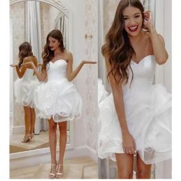 Short A Line Dresses Bridal Gown Tiered Ruffles Plus Size Above Knee Length Custom Made Wedding Party Gowns Vestido De Novia 403 403