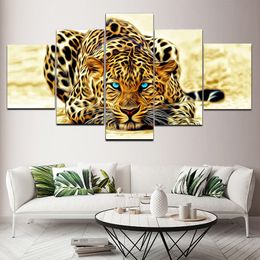 Modern Canvas Painting Animal Wild Leopard 5 Panels Poster and Print Wall Pictures for Living Room Home Decor No Frame Cuadros