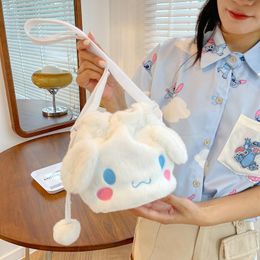 Evening Bags Japanese INS Cartoon Large Capacity Bucket Crossbody Bag Cute Girl Pull Rope Plush Shoulder BagEvening