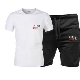 Summer Cotton T Shirt Shorts Sets ASTRO WCRLD Tracksuit Sportswear Track Suits Male Sweatsuit Short Sleeves 2 Piece Set 220621