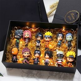 6 PcsLot Sasuke Gaara Uchiha Madara Figure 78cm 2 Style Personality Base Mini Figurines 220815