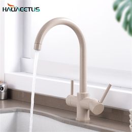 Purification Features Dual Handle Sink Filtered Taps Mixer Crane Kitchen drinking water Faucets 360 Degree Rotation with Water T200805