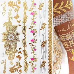 NXY Temporary Tattoo 1 Sheet Flash Boho Metallic Gold Feathers Shimmering Jewellery Festival 0330