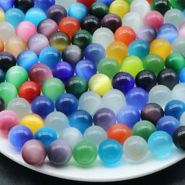 Colourful 20mm Cat's Eye Crystal Round Stone Ball Craft Tumbled Hand Piece Stones Home Decoration Ornaments Good Gifts