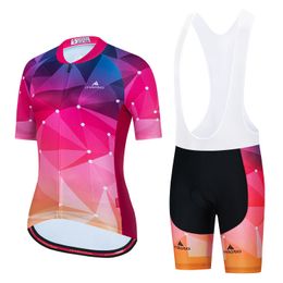 2024 Pink Women Summer Pro Cycling Jersey Set Breathable Team Racing Sport Bicycle Kits Mens Short Bike Clothings M37