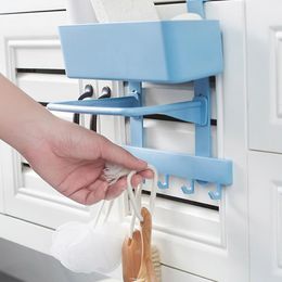 Hooks & Rails Closet Storage Shelf With Hook Organizer Cabinet Door Rack Sponge Dish Cloth Rag Plastic Holder Plates StoreHooks