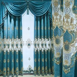 European Style Chenille Curtain Thickened Shading Finished Custom Curtains for Living Room Bedroom Dining Luxury Window 220525