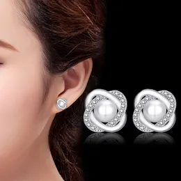 tibetan earrings UK - PANASH Elegant Pearl Stud Earrings 2022 Trendy for Women Real Tibetan Silver S925 Jewelry Gift Wholesale