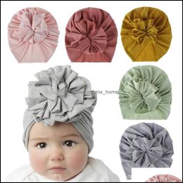 18 Stilleri Sevimli Bebek Toddler Unisex Çiçek Düğüm Hint Türban Kap Çocuk Bantlar Kapaklar Bebek Çiçek Şapka Katı Yumuşak Pamuk Hairband Şapka Bırak