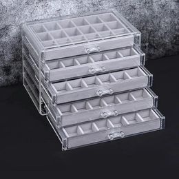 Storage Boxes & Bins Large-capacity Drawer Box Earrings Jewellery Dust-proof Finishing Transparent Ring Sub-grid Acrylic BoxStorage