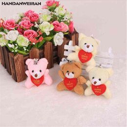 4 Piece 6Cm Fashion Plush Toys Cartoon Bouquet Pop Wedding Gifts Stuffed Bear With Heart Small Pendant J220729