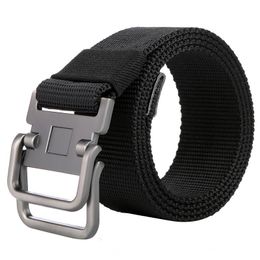 Belts Men And Women Canvas Belt Quality Alloy Double Ring Buckle Weaving Nylon Youth Students Casual Cowboy Pants BeltBelts