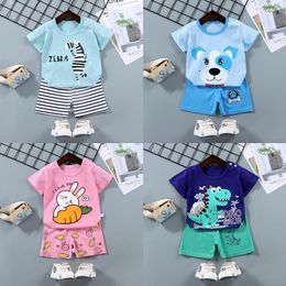 Clothing Sets Casual Kids Tracksuits Fashion Cotton Baby Boy Cool Animal Printing Tees Pants Children's Clothes Sport Outfits Summer Tod