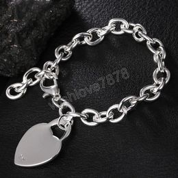 925 Sterling Silver Love Heart Bracelet Chain For Women Man Wedding Engagement Party Fashion Jewelry