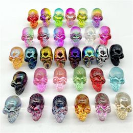 Mini Wholesale Fashion Glass Skull Plating Crystal Rainbow Skeleton Charm Ornaments Jewellery Accessory Birthday Gift