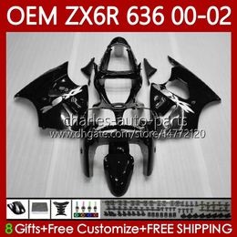 Injection Fairings For KAWASAKI NINJA ZX-6R ZX 6R 600 CC 6 R Black silver ZX-636 ZX636 2000 2001 2002 Body 133No.116 ZX 636 600CC ZX600 ZX-600 00-02 ZX6R 00 01 02 OEM Bodywork