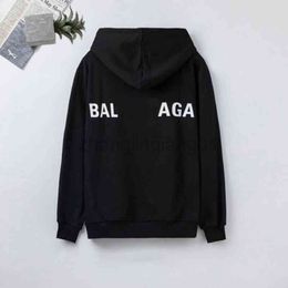 Tasarımcı Balanciagas Hoodie Büyük Boy Lüks Moda Siyah Beyaz Sonbahar Kış Arka Mektup Basılı Erkek ve Kadın Aşıkları Pamuk Hoodie