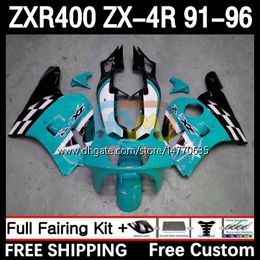 Fairings Kit For KAWASAKI NINJA ZX4R 400CC ZXR-400 1991 1992 1993 94 95 96 Body 12DH.95 ZXR 400 CC ZX-4R ZX 4R Cowling ZXR400 91 92 93 1994 1995 1996 Bodywork cyan black