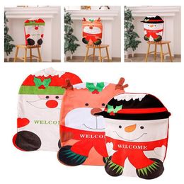 Chair Covers Decorative Christmas Cover X-mas Suede Backrest Reusable Santa Claus For Kitchen Home Dining Room